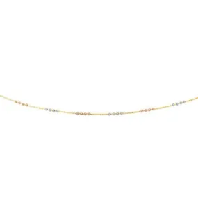 Trinity Bead Tri Color Necklace 14k Gold