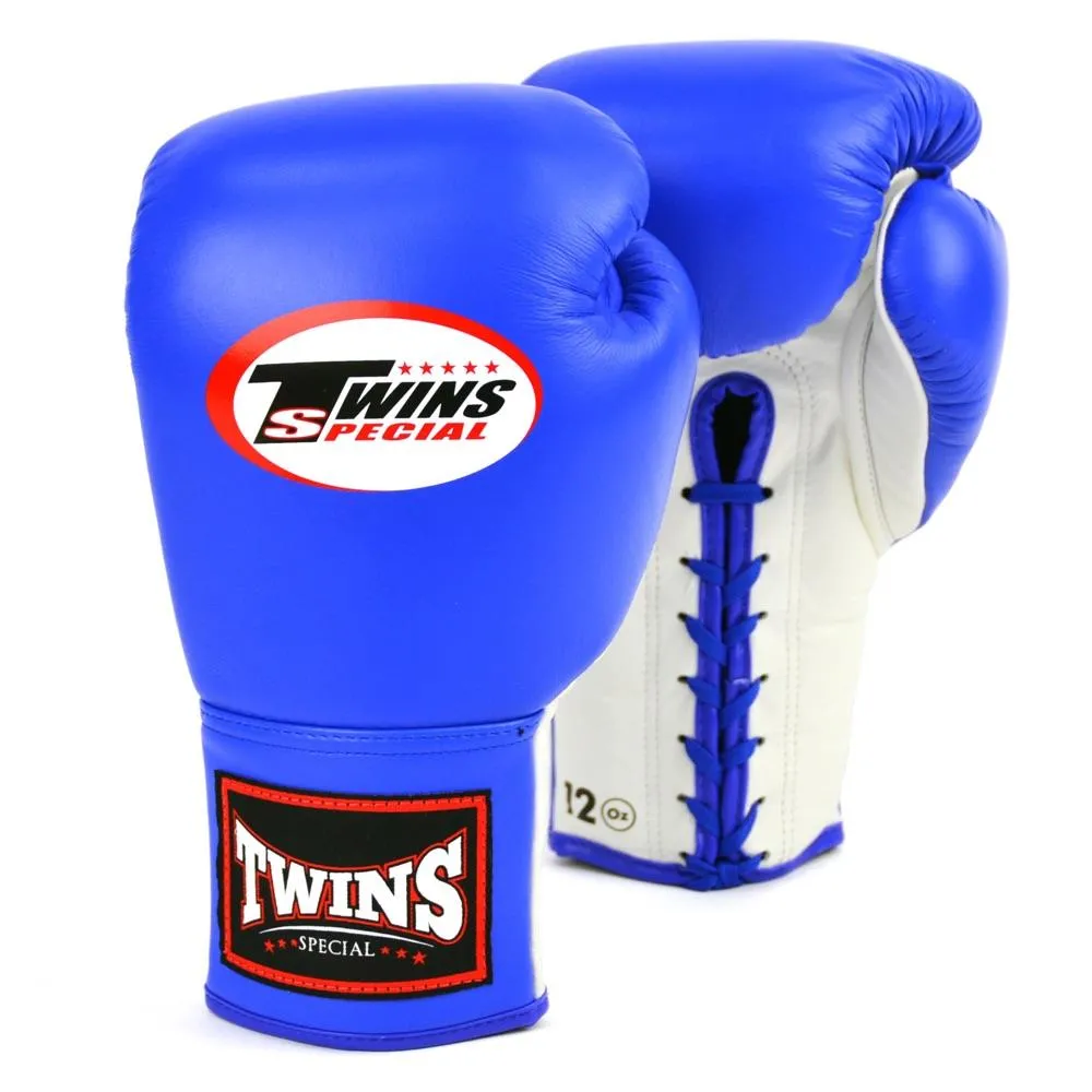 Twins Lace Up Boxing Gloves - Blue