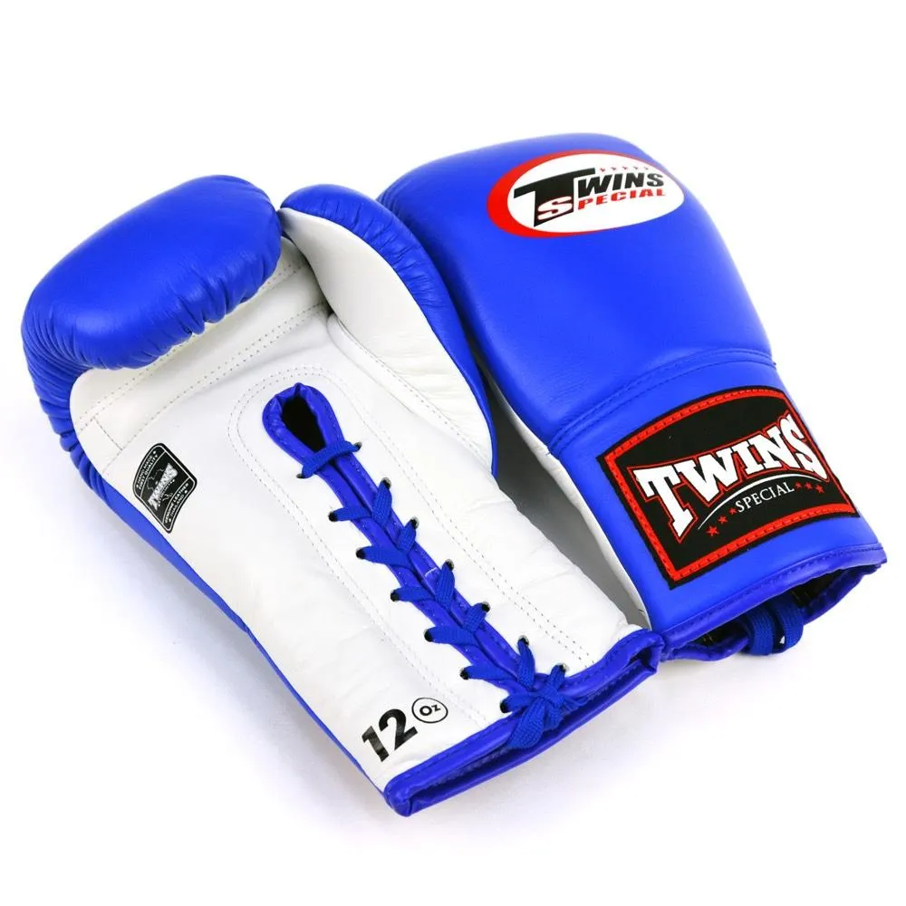 Twins Lace Up Boxing Gloves - Blue