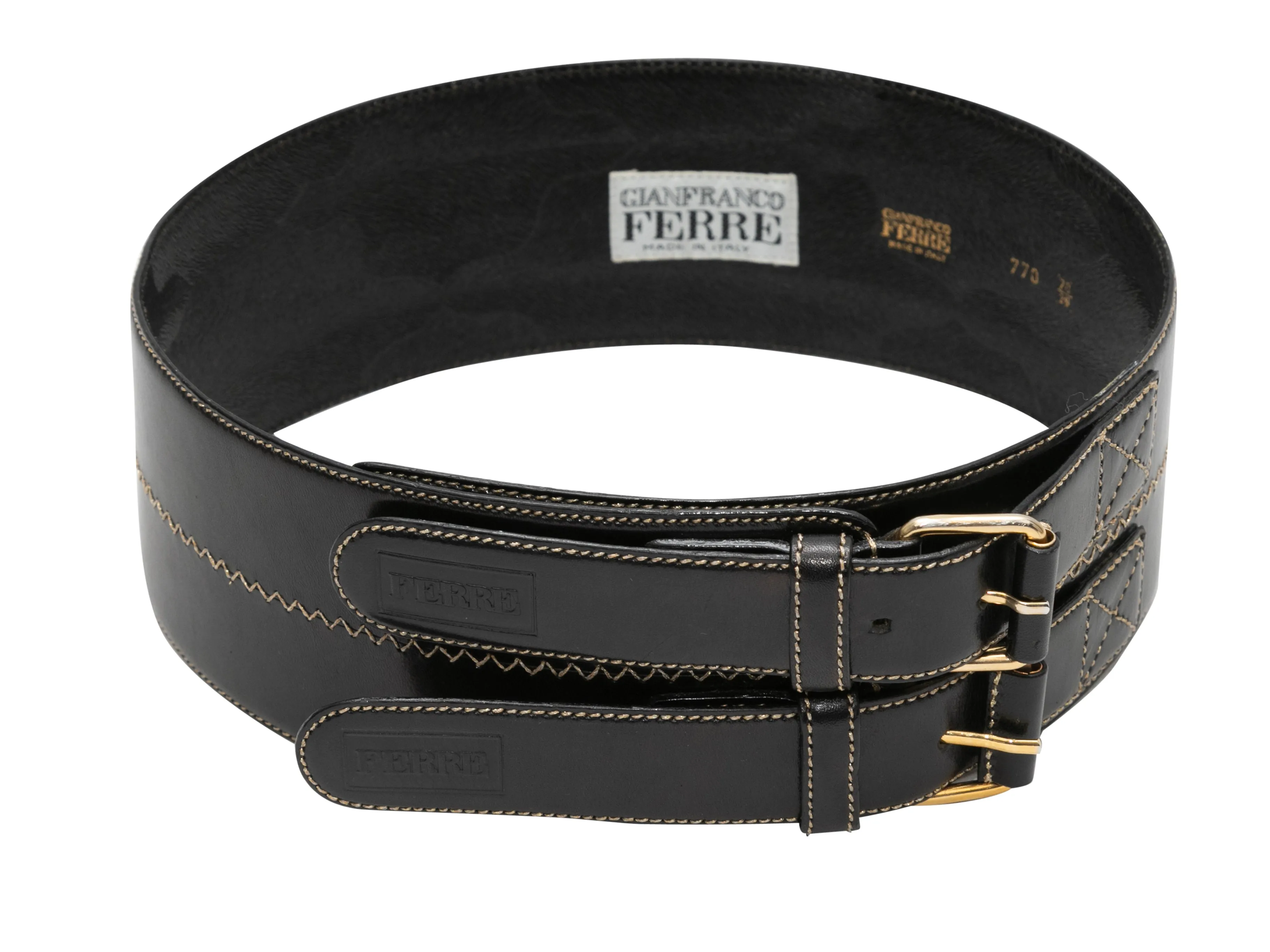 Vintage Black Gianfranco Ferre Wide Leather Belt Size US S