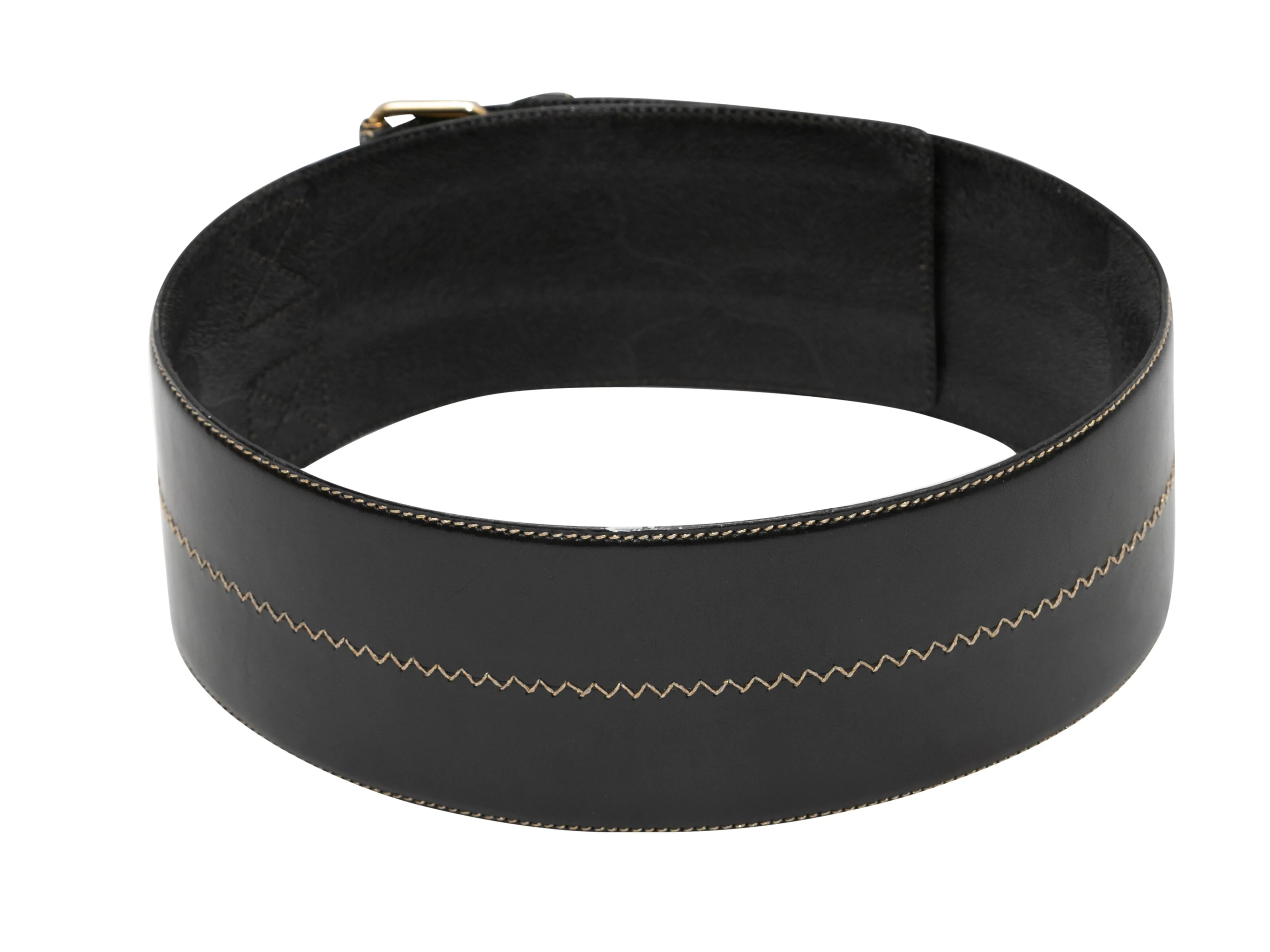 Vintage Black Gianfranco Ferre Wide Leather Belt Size US S