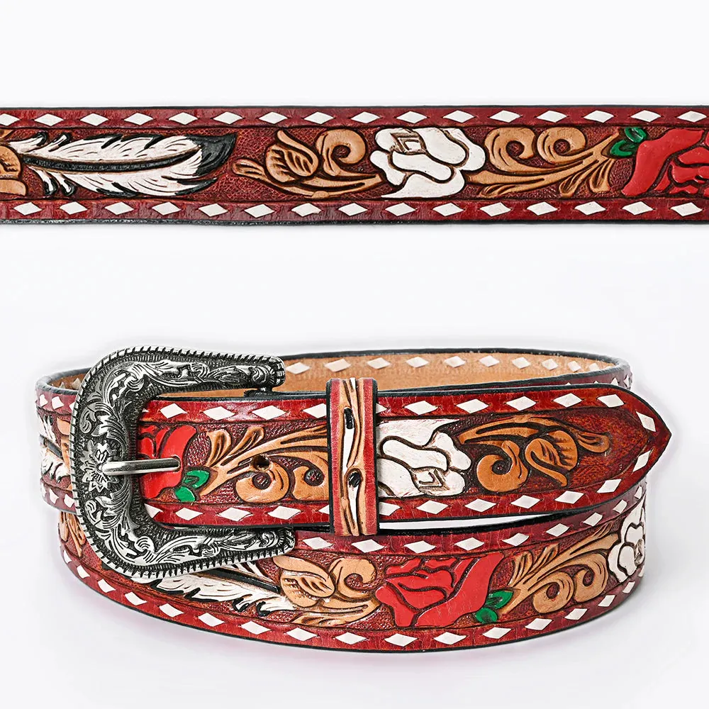 War of Roses Hand Tooled Leather Belt