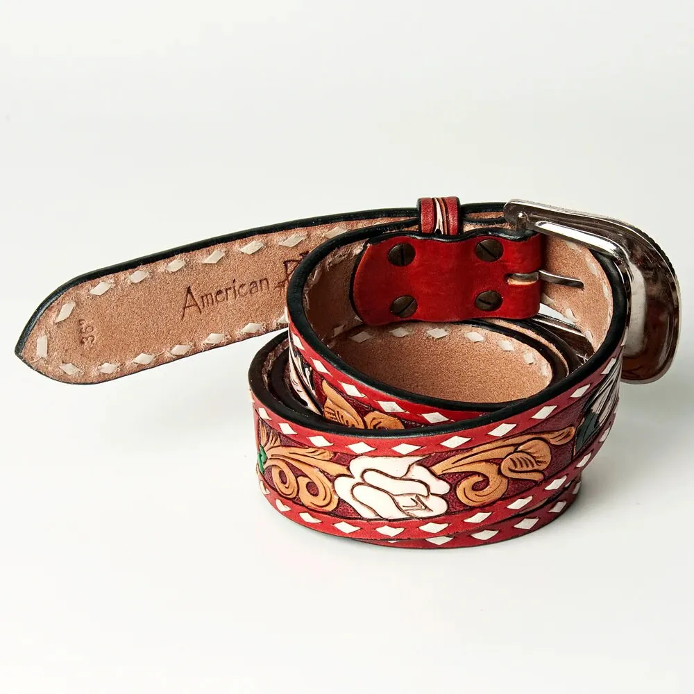 War of Roses Hand Tooled Leather Belt