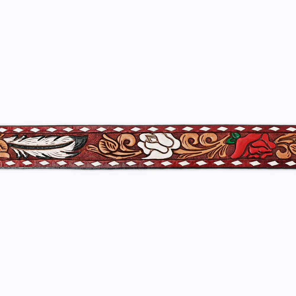 War of Roses Hand Tooled Leather Belt