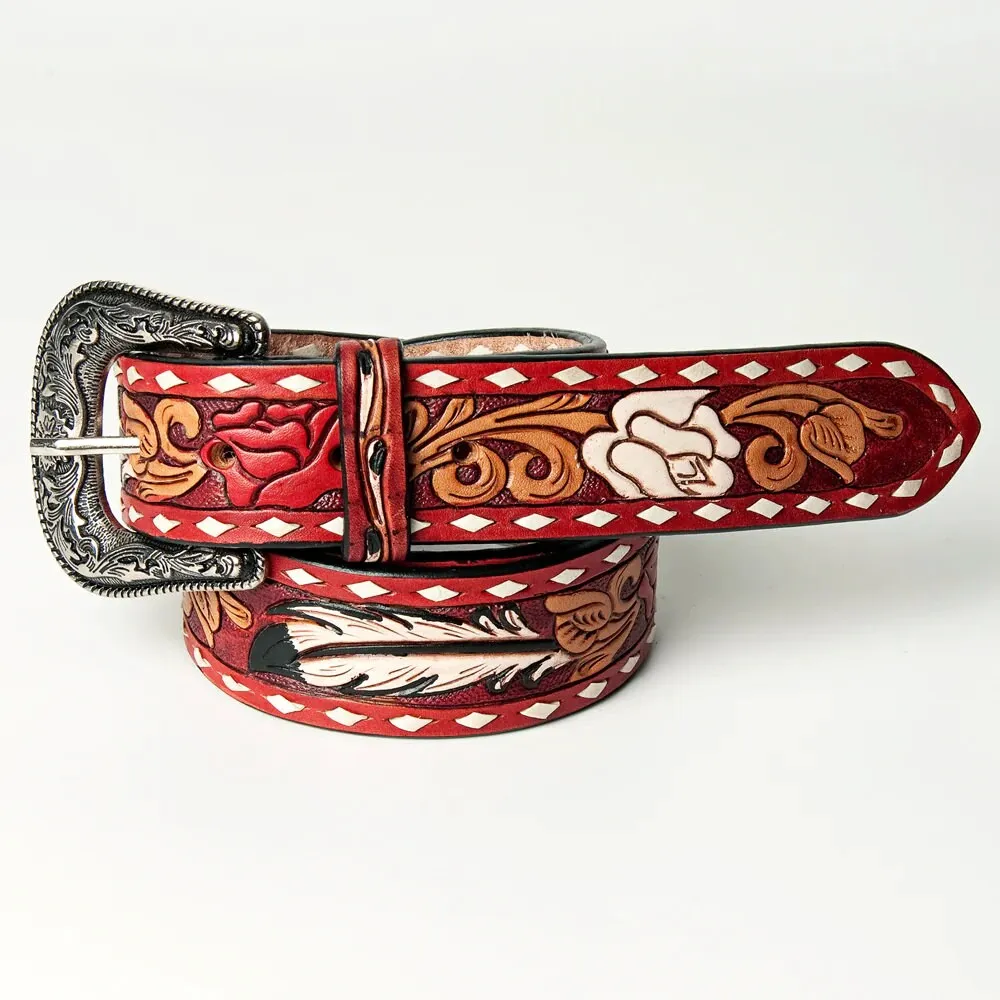 War of Roses Hand Tooled Leather Belt