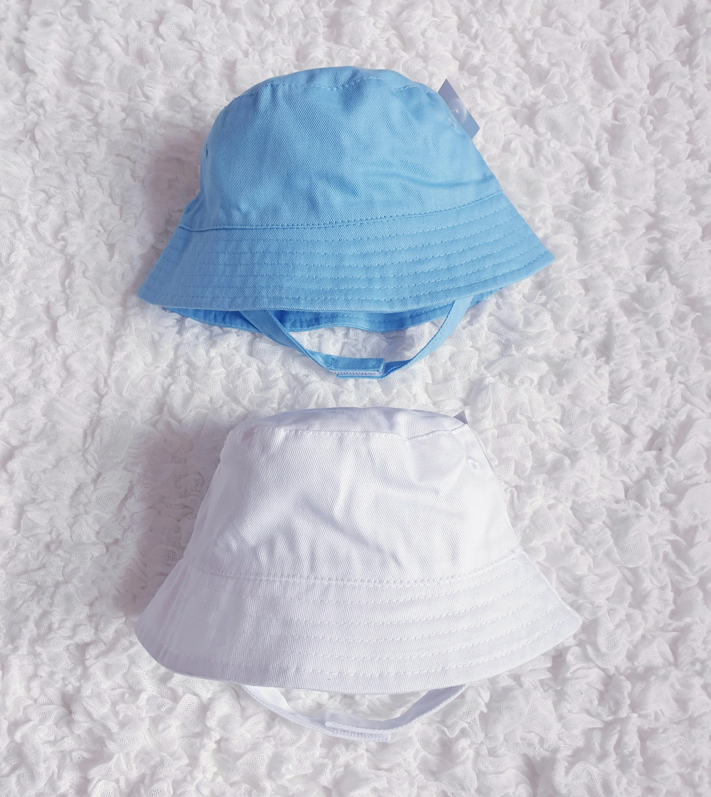 White/Blue Summer Bucket Hat