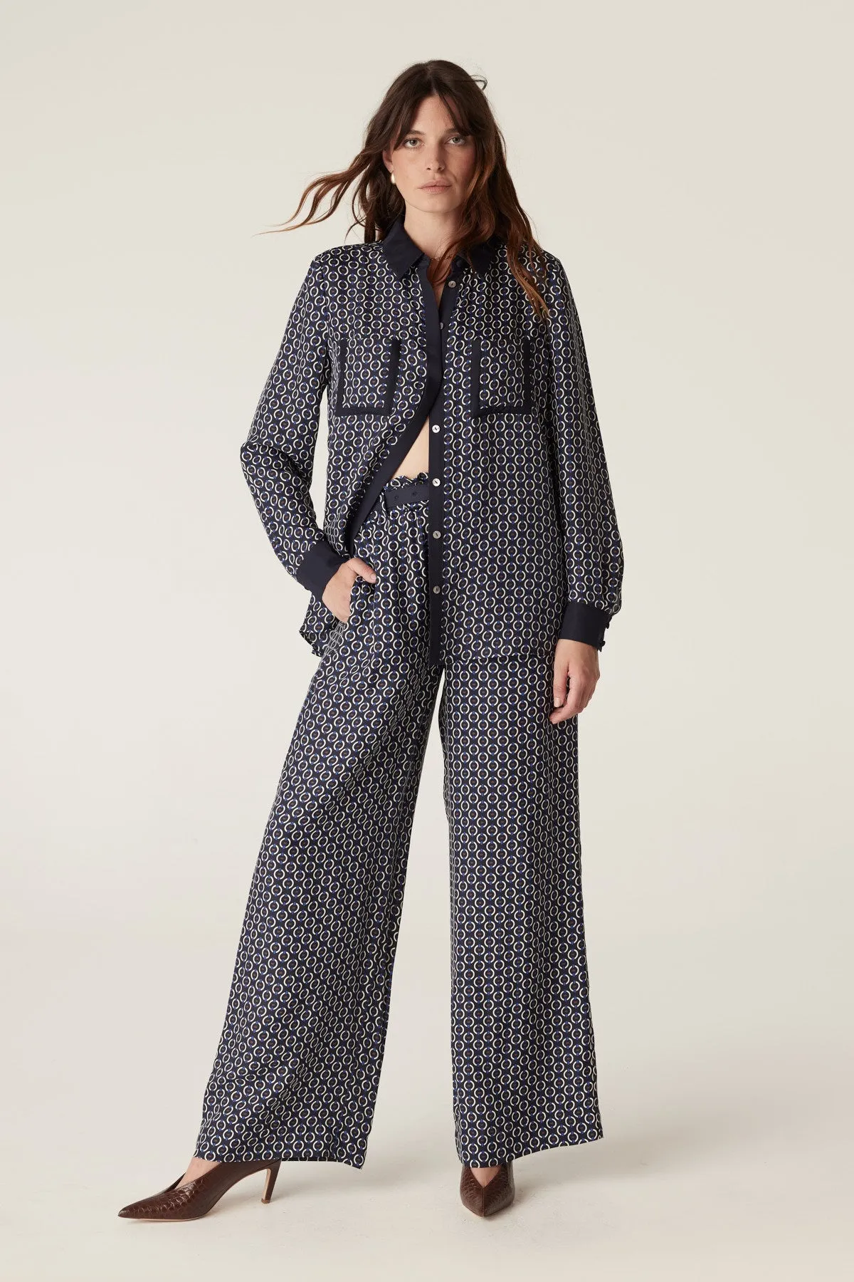 Willa Wide Leg Pant - Chain Print