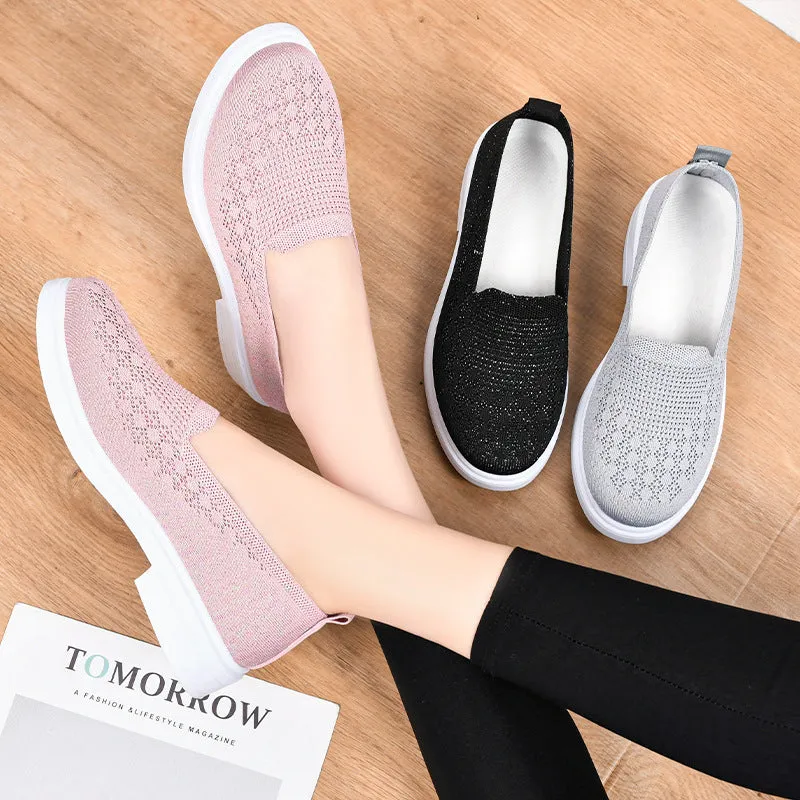 Women's Breathable Knit Casual Flat Shoes