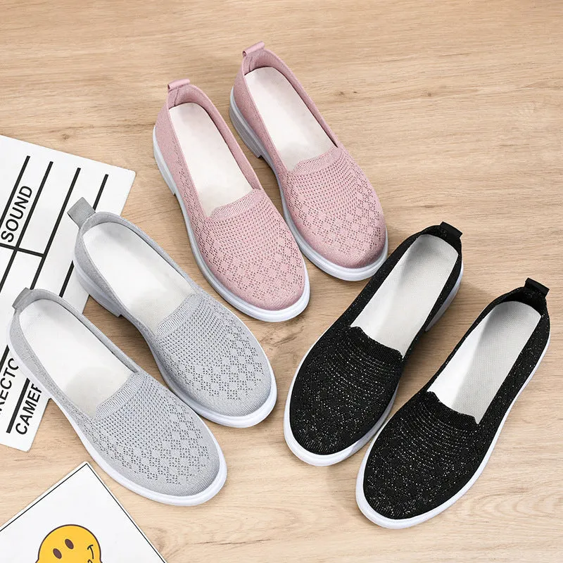 Women's Breathable Knit Casual Flat Shoes