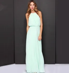 Women’s Elegant Halter Neck Sleeveless Chiffon Maxi Dress