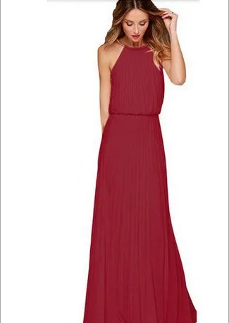 Women’s Elegant Halter Neck Sleeveless Chiffon Maxi Dress