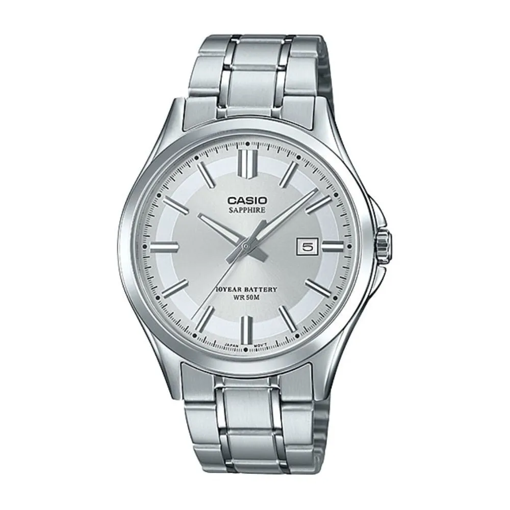 WW1458 Casio Enticer Sapphire Date Stainless Steel Chain Watch MTS-100D-7AVDF