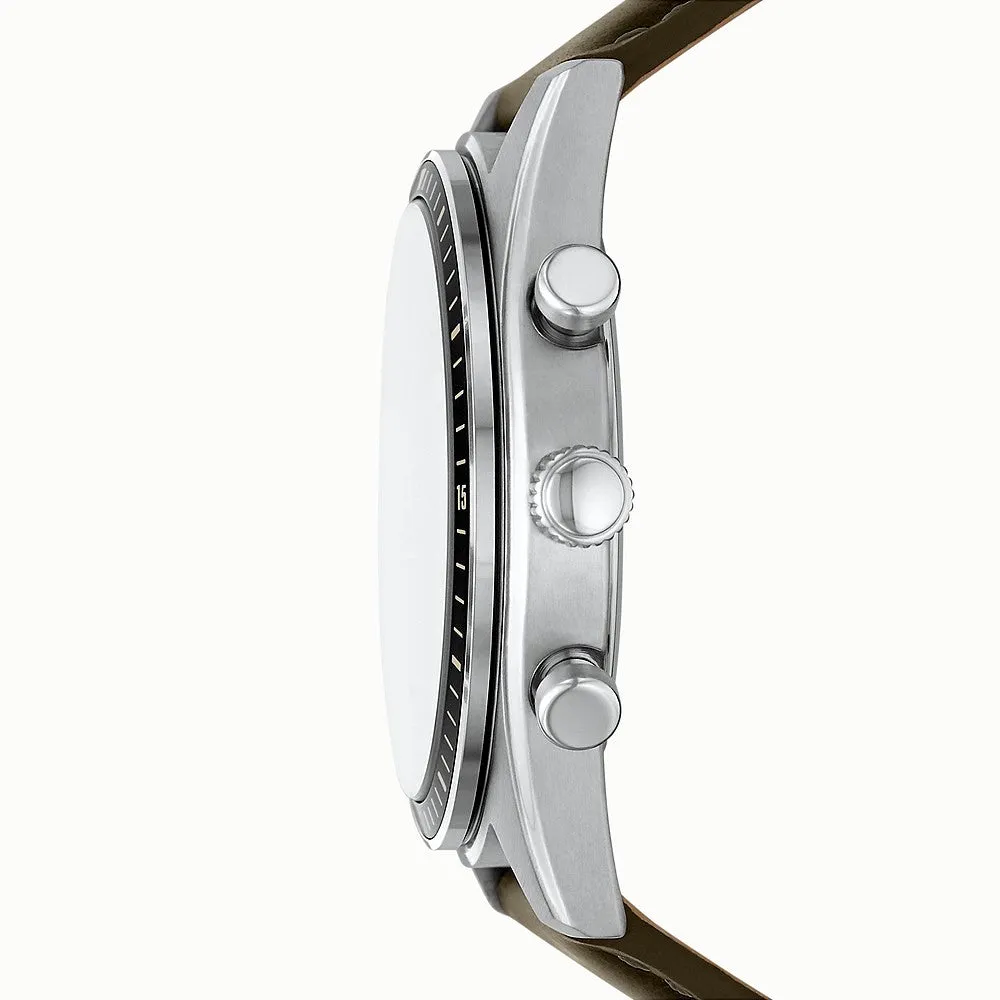 WW1738 Fossil Wilkin Multifunction Stainless Steel Silver Leather Belt Watch BQ2614