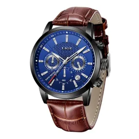 WW1761 Lige Chronograph Stainless Steel Black Belt Watch 9866