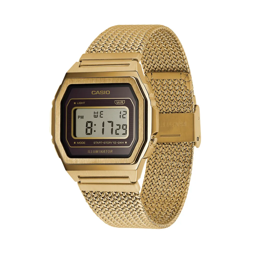WW1919 Casio Vintage Illuminator Stainless Steel Golden Mesh Chain Watch A1000MGA-5EF