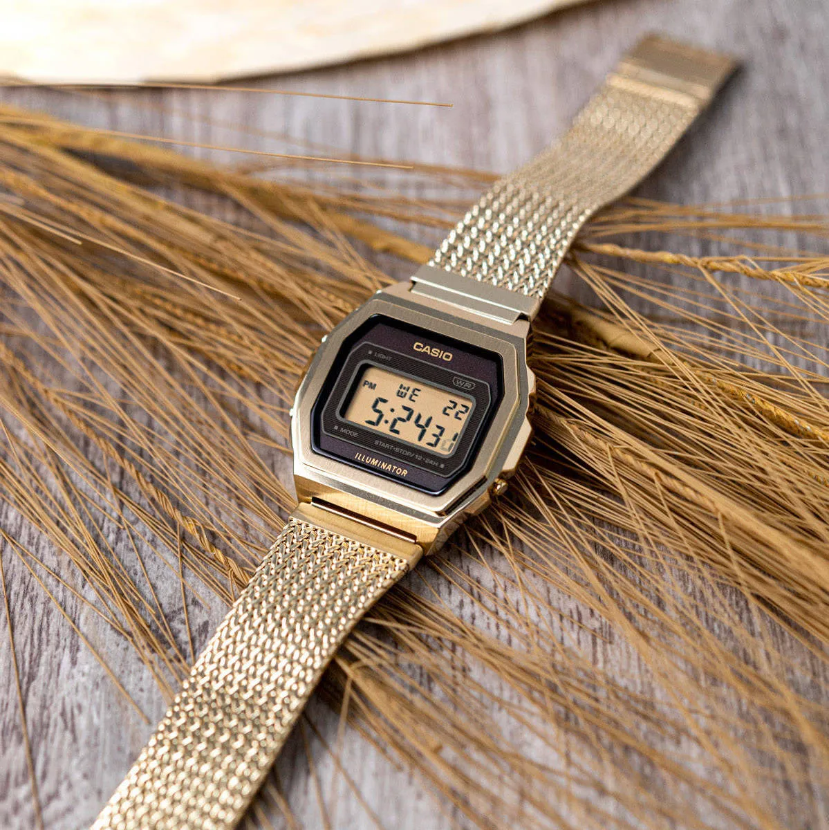 WW1919 Casio Vintage Illuminator Stainless Steel Golden Mesh Chain Watch A1000MGA-5EF