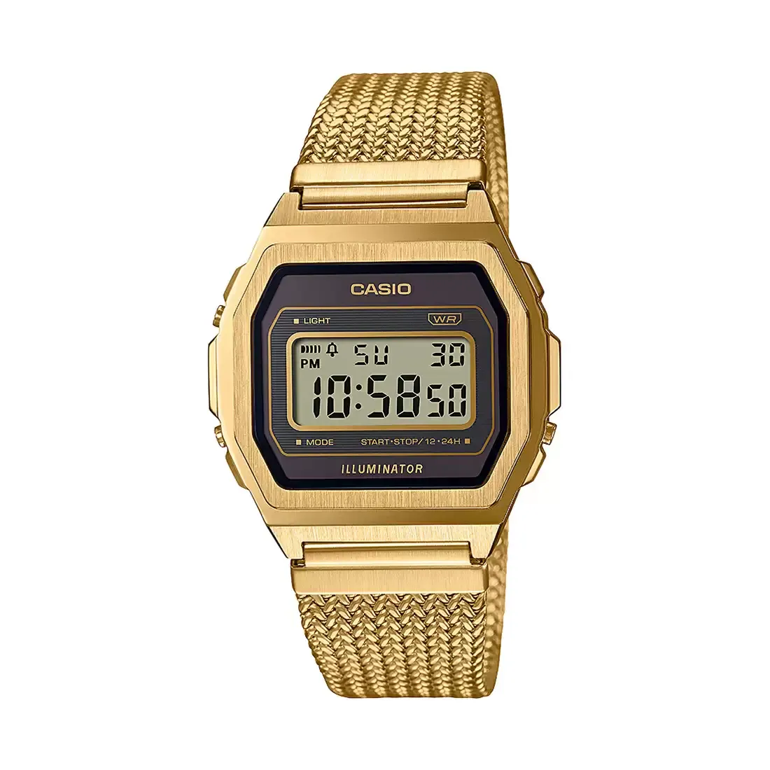 WW1919 Casio Vintage Illuminator Stainless Steel Golden Mesh Chain Watch A1000MGA-5EF