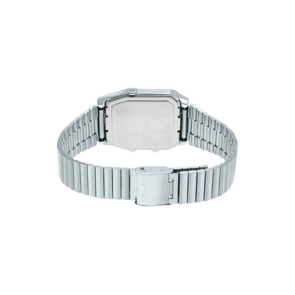 WW2090 Casio Vintage Dual Time Silver Chain Watch AQ-800E-7ADF